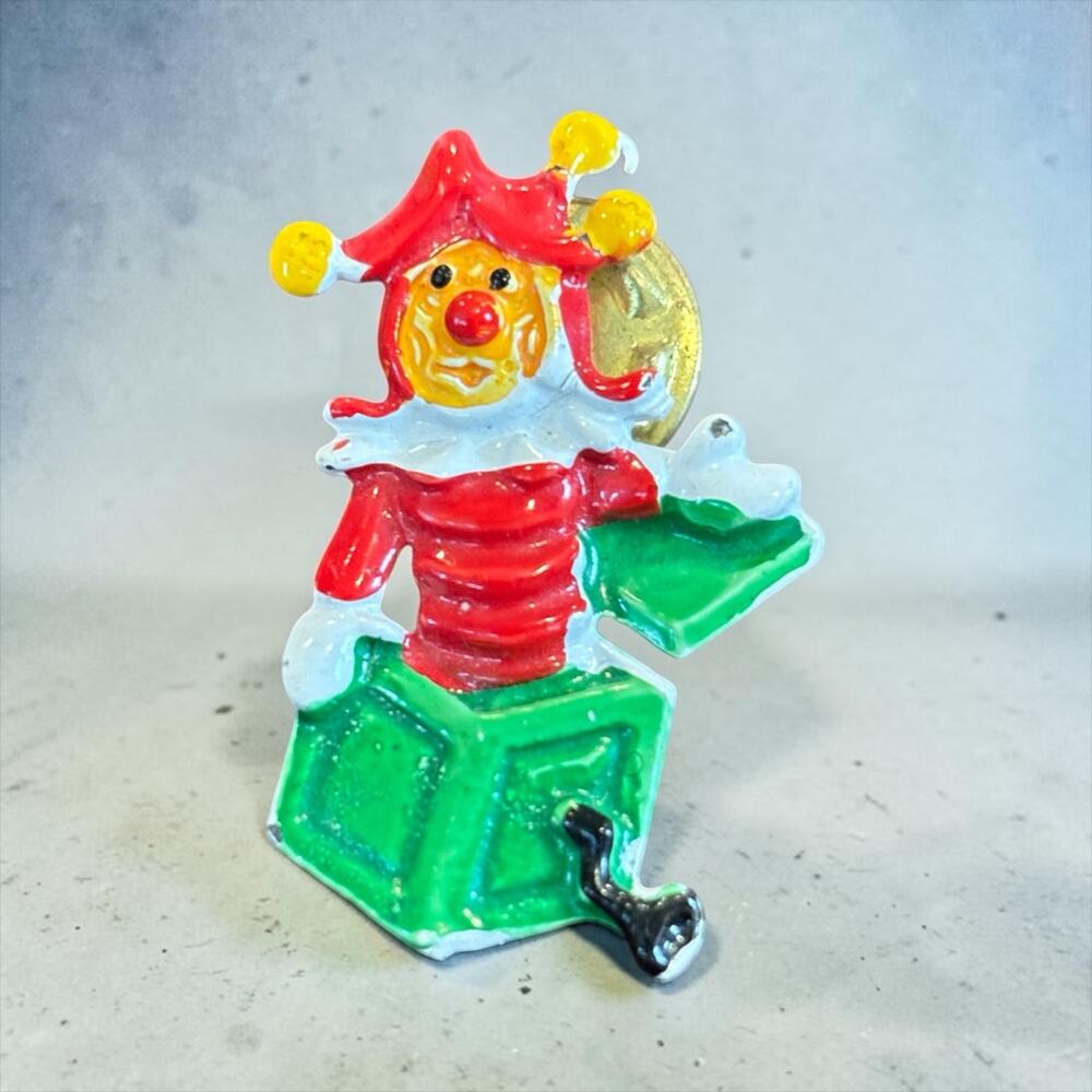 JJ Jester Jack in the Box Pin Colorful Enamel Clown Figural Brooch